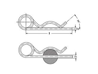 схема чертеж - DIN 11024 Шплинт пружинный, игольчатый