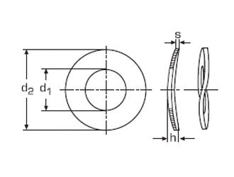 схема чертеж - DIN 137 В Шайба пружинная волнистая