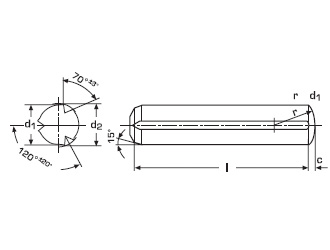 схема чертеж - DIN 1473 Штифт цилиндрический установочный с насечкой