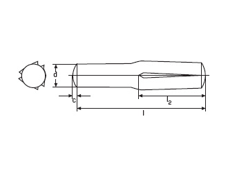 схема чертеж - DIN 1474 Штифт забивной цилиндрический с насечкой