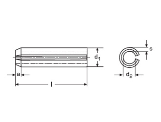 схема чертеж - DIN 1481 Штифт пружинный цилиндрический, разрезной
