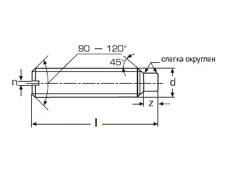 схема чертеж - DIN 417 Винт установочный с цилиндрическим концом