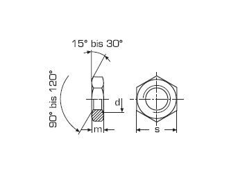 схема чертеж - DIN 439-2 Гайка низкая с мелкой резьбой