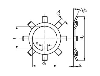 схема чертеж - DIN 5406 Шайба многолапчатая