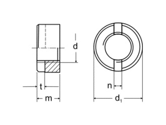 схема чертеж - DIN 546 Гайка круглая шлицевая