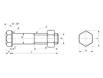 схема чертеж - DIN 601 Болты и гайки
