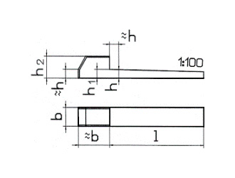 схема чертеж - DIN 6884 Шпонка клиновая с головкой и без головки