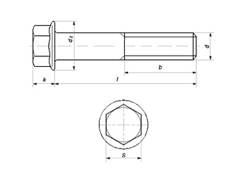 схема чертеж - DIN 6921 Болт с фланцем