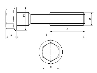 схема чертеж - DIN 6922 Болт с фланцем и хвостовиком