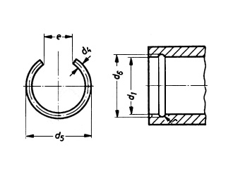 схема чертеж - DIN 7993 B Кольцо стопорное внутреннее