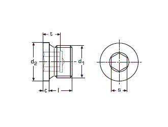 схема чертеж - DIN 908 Заглушка стальная