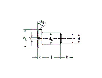 схема чертеж - DIN 923 Винт ступенчатый с плоской головкой